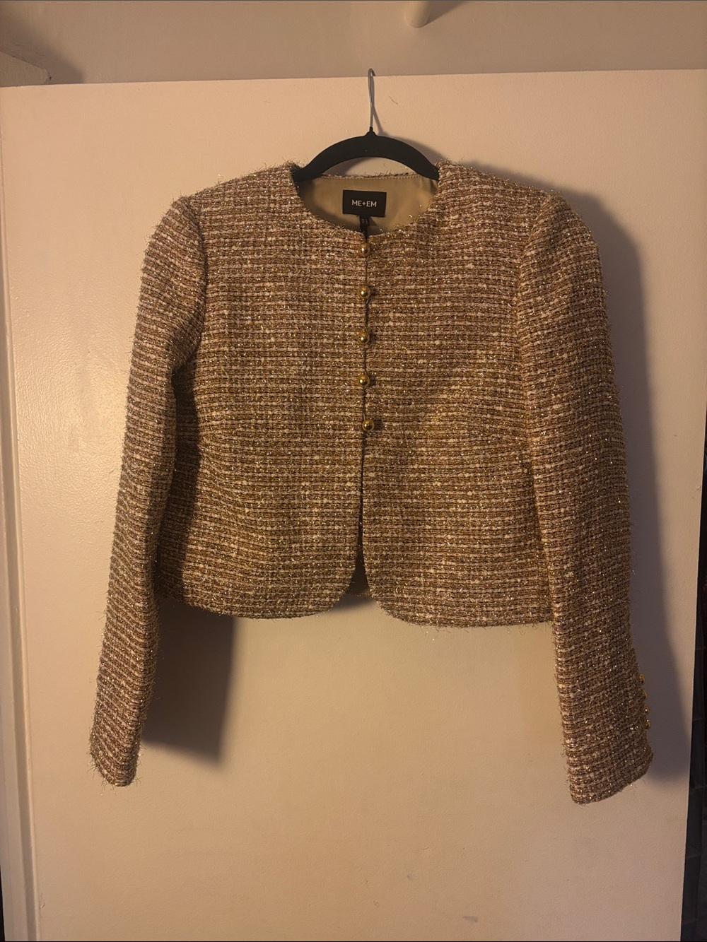 Me+em event ready crop jacket gold multi colorway